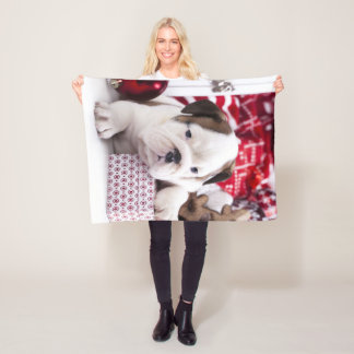 Niedlich Puppy English Bulldog | Weihnachten Fleecedecke