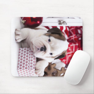 Niedlich Puppy English Bulldog Weihnachten Mousepad