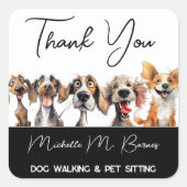 Niedlich Puppy Modern Dog Walker Vielen Dank Quadratischer Aufkleber (Vorderseite)