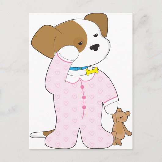 Niedlich Puppy Pajamas Postkarte (Vorderseite)