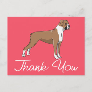 Niedlich Puppy Pink Cartoon Boxer Dog Danke Postkarte