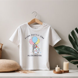 Niedlich Purr-perfekt: Cat Theme 1. Geburtstag Par Baby T-shirt