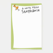 Niedlich Push Button Individuelle Name Limette Grü Post-it Klebezettel (Vorderseite)