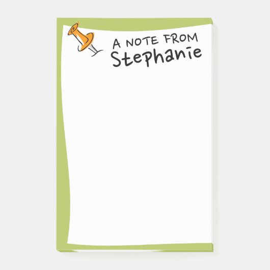 Niedlich Push Button Individuelle Name Limette Grü Post-it Klebezettel (Vorderseite)