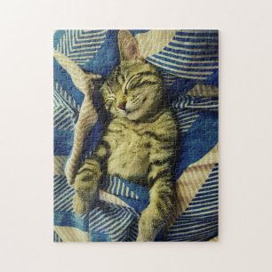 Niedlich! Puzzle - Kitty Napping in Blanket