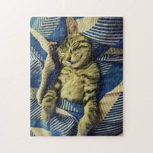 Niedlich! Puzzle - Kitty Napping in Blanket (Vertikal)