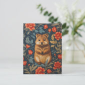Niedlich Quokka William Morris Inspirierte floral Postkarte (Stehend Vorderseite)