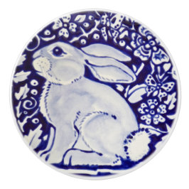 Niedlich Rabbit Blue White Woodland Animal Dedham  Keramikknauf