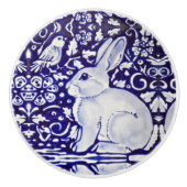 Niedlich Rabbit Blue White Woodland Animal Dedham Keramikknauf (Vorderseite)