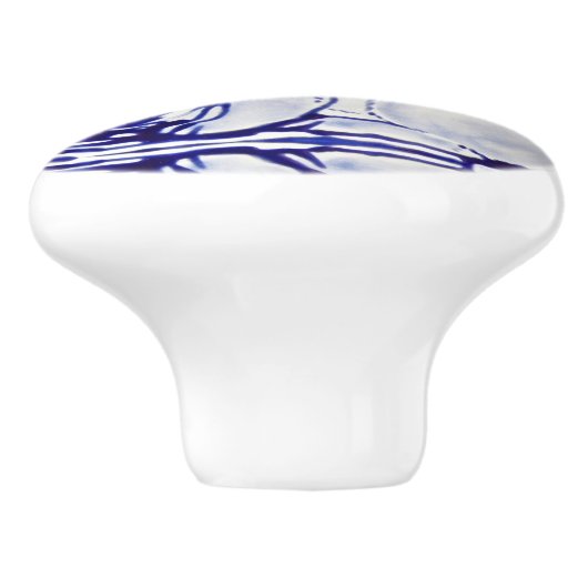 Niedlich Rabbit Blue White Woodland Animal Dedham Keramikknauf (Seitenansicht)