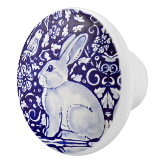 Niedlich Rabbit Blue White Woodland Animal Dedham Keramikknauf (Rechts)