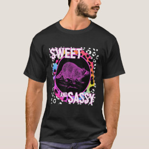 Niedlich Raccoon 90er Nostalgie Rainbow Leopard Pr T-Shirt