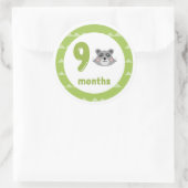 Niedlich Raccoon Baby Monthly Meilenstein Runder Aufkleber (Tasche)