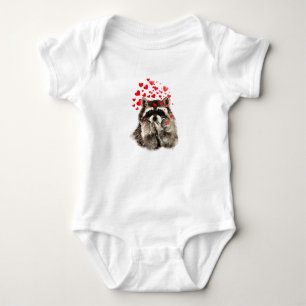 Niedlich Raccoon Blown Kisses Liebe Herz Baby Strampler