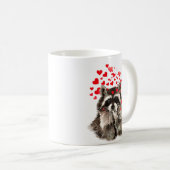 Niedlich Raccoon Blown Kisses Liebe Herz Kaffeetasse (VorderseiteRechts)