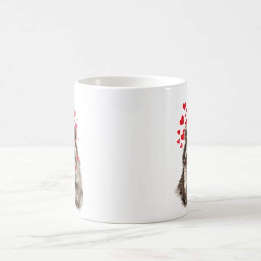 Niedlich Raccoon Blown Kisses Liebe Herz Kaffeetasse (Mittel)