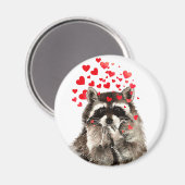 Niedlich Raccoon Blown Kisses Liebe Herz Magnet (Vorderseite/Rückseite)
