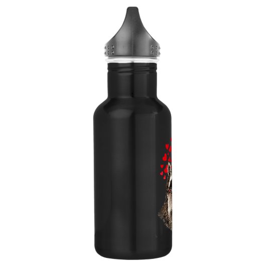 Niedlich Raccoon Blown Kisses Liebe Herz Trinkflasche (Links)