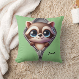 Niedlich Raccoon Green Kids Kissen