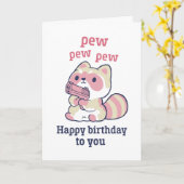 Niedlich Raccoon Pew Pew Funny Happy Geburtstag Karte (Gelbe Blume)