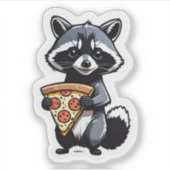 Niedlich Raccoon Pizza essen Aufkleber (Vorderseite)