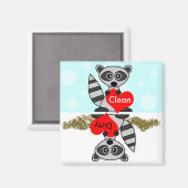 Niedlich Raccoon Sauberkeit / Geschirrspülmaschine Magnet (Vorderseite/Rückseite)