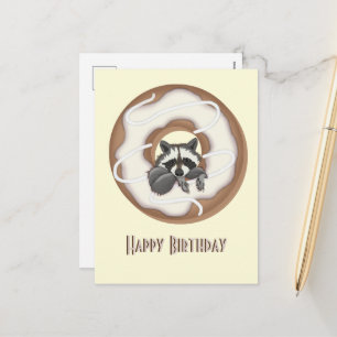 Niedlich Raccoon Sweet Donut Happy Birthday Vanill Feiertagspostkarte