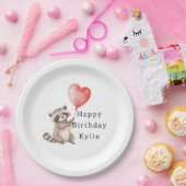 Niedlich Raccoon Tierherz Ballon Geburtstag Pappteller (Party)