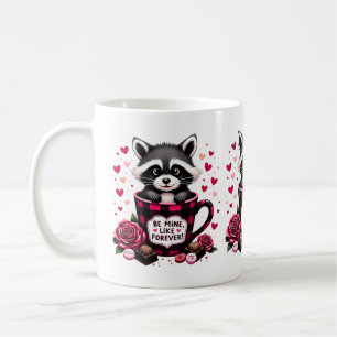 Niedlich Raccoon Valentine Buffalo Kariert Ästheti Kaffeetasse