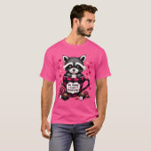 Niedlich Raccoon Valentine Buffalo Kariert Ästheti T-Shirt (Vorne ganz)