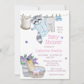 Niedlich Raccoon Wash Day Watercolor Kinderdusche Einladung (Vorderseite)