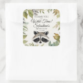 Niedlich Raccoon Woodland Vielen Dank zum Geburtst Quadratischer Aufkleber (Tasche)