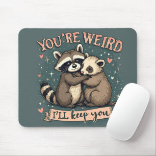 Niedlich Raccoons Woodland Quirky Liebe Kunst Mousepad
