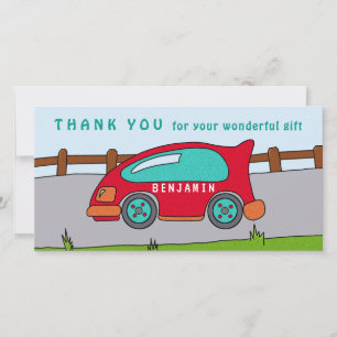 Niedlich Race Car Red Boy Geburtstag Danke Karte