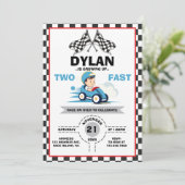 Niedlich Racer Two Fast Einladung (Stehend Vorderseite)