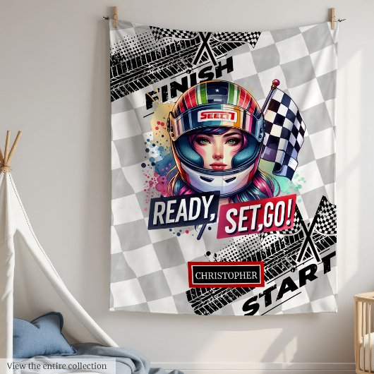 Niedlich Racing Blanket Girl Driving Sport Car Fleecedecke