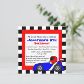 Niedlich Racing Themenkinder Geburtstag Einladung (Stehend Vorderseite)