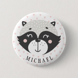 Niedlich Racoon Kindergeburtstag Bevorzugung Schal Button