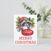 Niedlich Racoon Weihnachtskarte Feiertagskarte (Stehend Vorderseite)