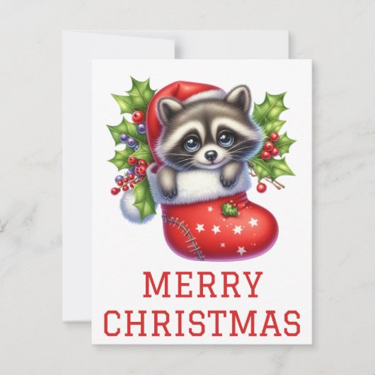 Niedlich Racoon Weihnachtskarte Feiertagskarte (Vorderseite)