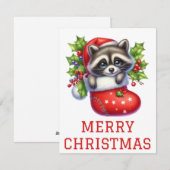 Niedlich Racoon Weihnachtskarte Feiertagskarte (Vorne/Hinten)
