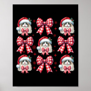 Niedlich Ragdoll Cat Red Kariert Coquette Bow Weih Poster