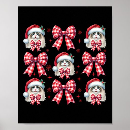 Niedlich Ragdoll Cat Red Kariert Coquette Bow Weih Poster (Vorne)