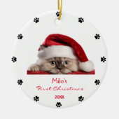 Niedlich Ragdoll Cat Weihnachtsmannmütze Paw Perso Keramik Ornament (Vorne)