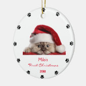 Niedlich Ragdoll Cat Weihnachtsmannmütze Paw Perso Keramik Ornament (Links)