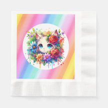 Niedlich Rainbow Anime Cat Birthday Cake
