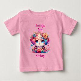 Niedlich Rainbow Anime Dog Birthday Girl Personali Baby T-shirt