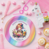 Niedlich Rainbow Anime Girl Birthday Cake Personal Pappteller (Party)