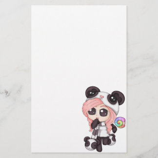 Niedlich Rainbow Anime Panda Girl Briefpapier