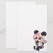 Niedlich Rainbow Anime Panda Girl Briefpapier (Vorne/Hinten)